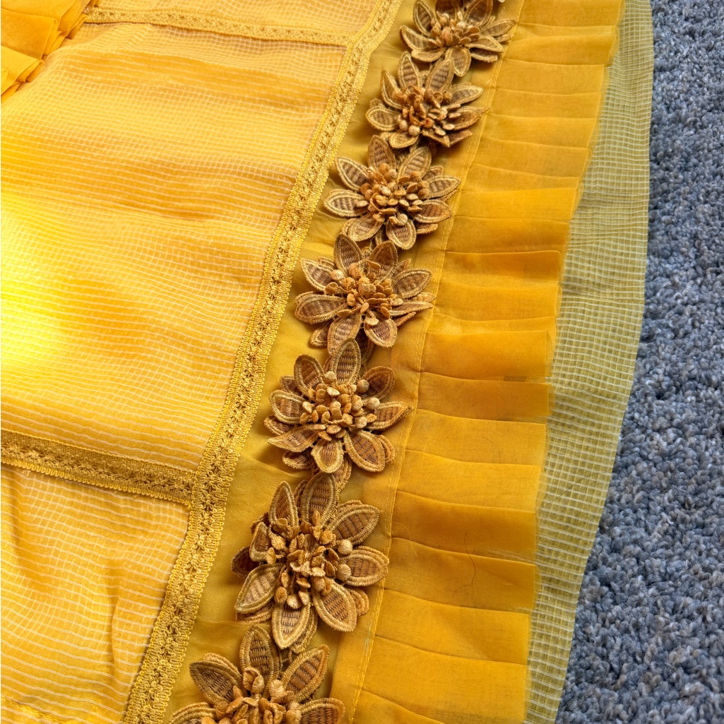 Yellow Floral Embellished Fabric